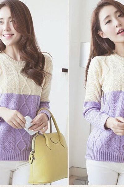 Áo len phối màu thu đông - 0850