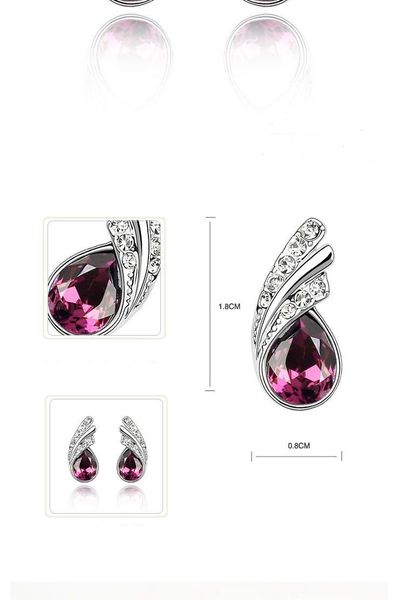 4187 bộ dây chuyền khuyên tai nữ thời trang mẫu gắn đá sang trọng
