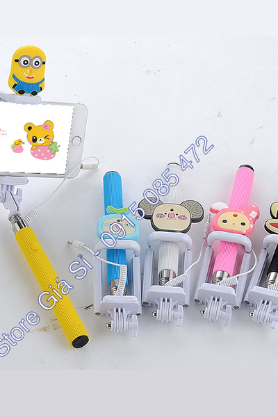 Gậy selfie hoạt hình - gậy hình thú có rãnh chống xoay