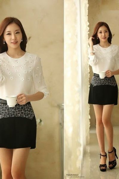 Áo voan chiffon đính hoa ms0490