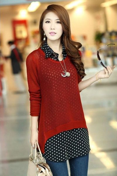 Set áo len và áo voan chấm bi al0210