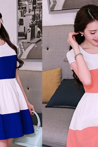 Đầm xoè phối màu diana - 0468