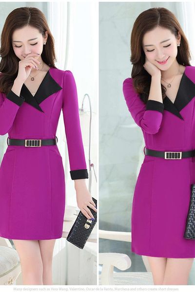 Đầm thu đông - pingo cổ cách điệu màu tím- d4231