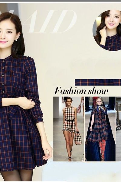 Đầm xòe caro thu đông ms0853