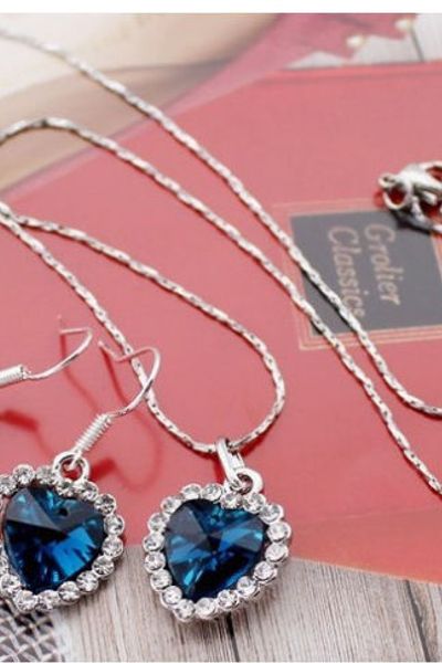 4018 bộ đồ trang sức nữ dây chuyềnkhuyên tai màu sắc sang trọng mẫu hàn