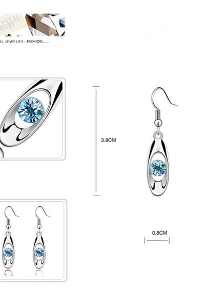 1104 bộ dây chuyền khuyên tai nữ thời trang đính đá độc đáo sang trọng