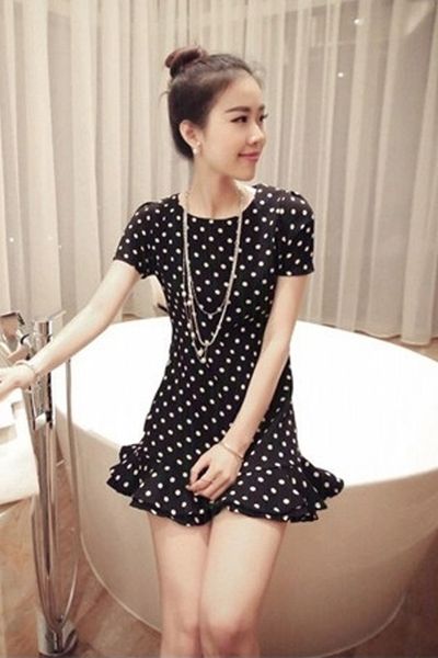 Đầm chấm bi đuôi cá - 1445