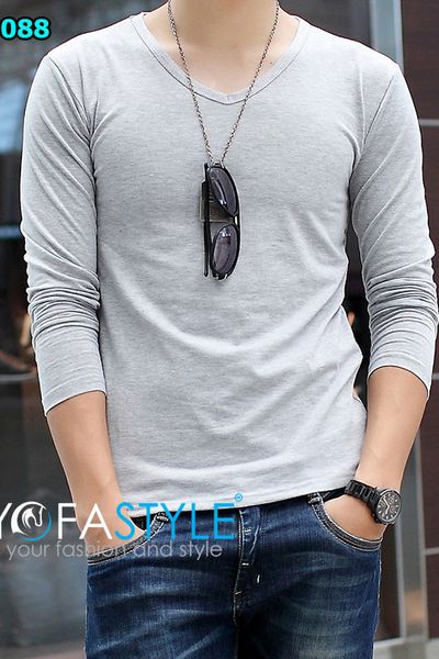 Áo thun nam tay dài trơn đỏ att-3089 yofastyle