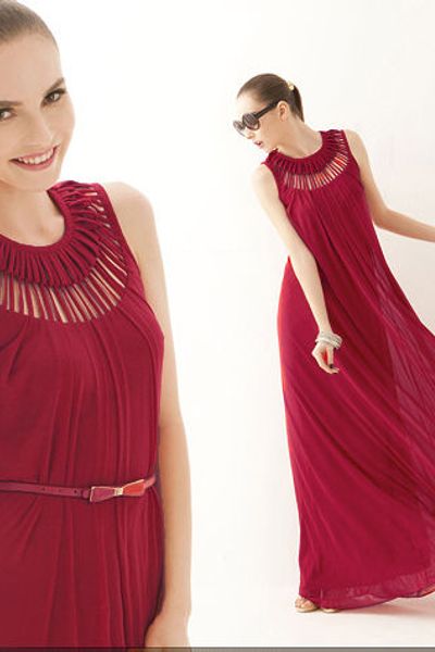 Co-c 007 đầm maxi voan cổ tròn phối dây sát nách