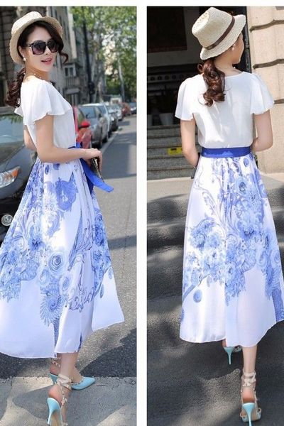 Đầm xòe chân váy họa tiết vòng tròn dv2436