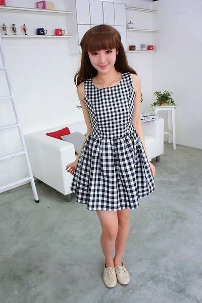Đầm xòe caro teen girl - 1123