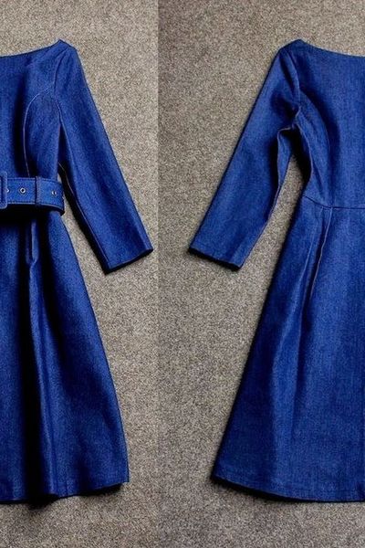 Đầm jean thu đông kèm nịt - 0779