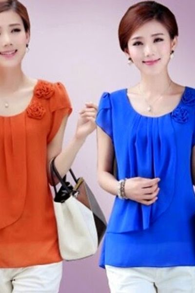 Áo voan 2 lớp đính hoa - 0710