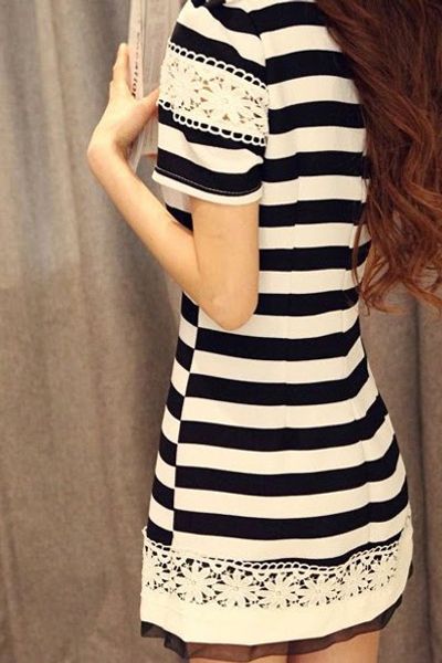 Đầm suông phối ren hàn quốc - 1211