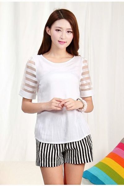 Áo voan tay lưới sọc - mc090 ms0497