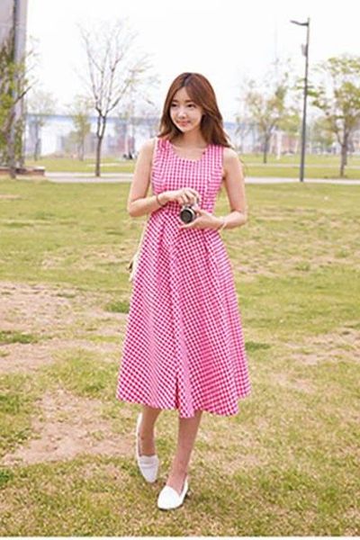 Đầm xòe caro phom dài - mc135 ms1229