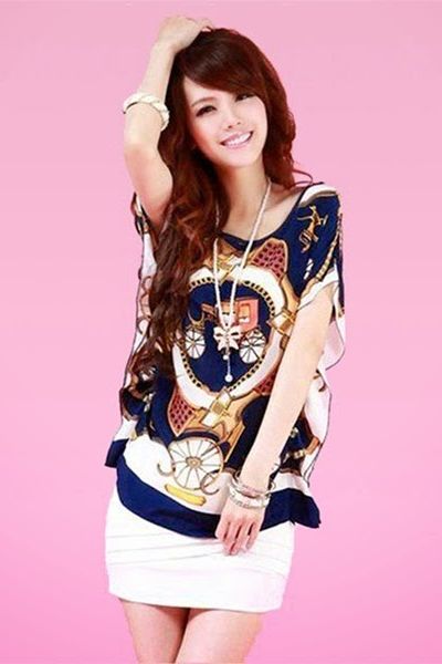 Áo chiffon họa tiết baza - 0647