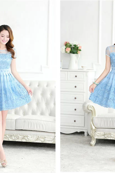 Đầm lưới thêu hoa xanh nổi-dt33-e240