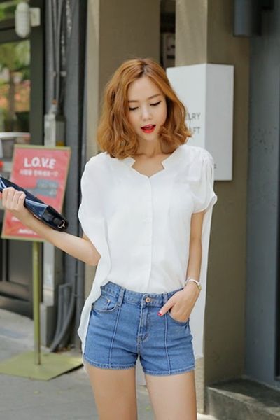 Áo phom rộng cổ chữ v - 0672