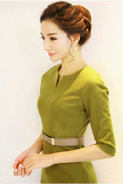 Đầm công sở chữ v sang trọng - 0957
