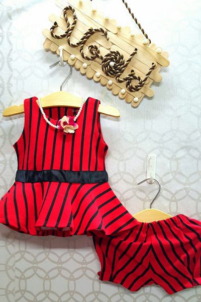 A17172 - bộ bé gái thun sọc hàn kèm chuỗi rời sugoldri 8size 1-8