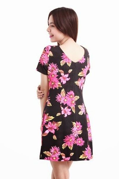 Đầm thun hoa phối lưới - 0510