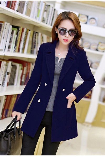 Áo khoác dạ phối túi -ak0232