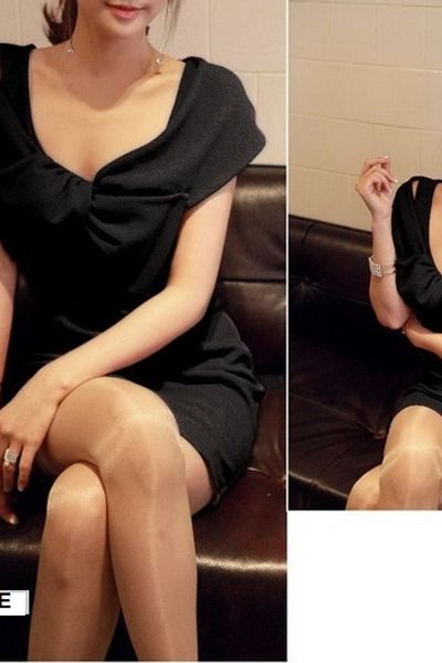 Đầm cổ ngang nơ ngực quyến rũ - md1545