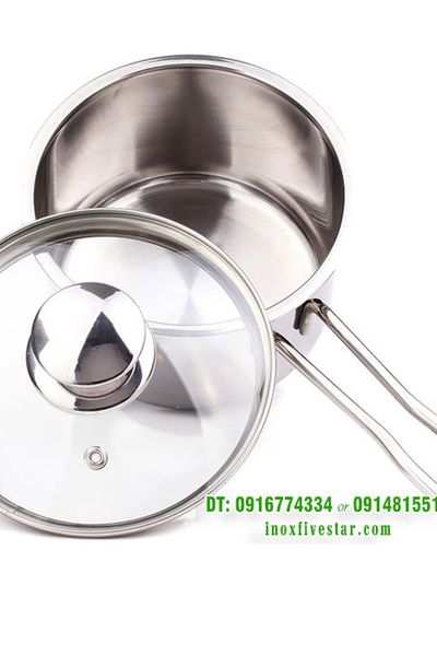 Quánh inox 430 fivestar 3 đáy nắp kính 14cm