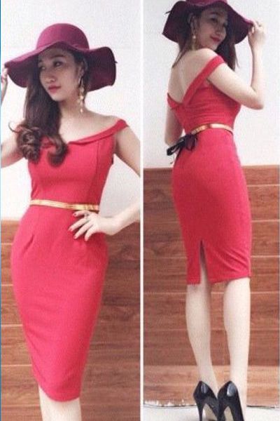 Đầm body đen hở lưng 1070