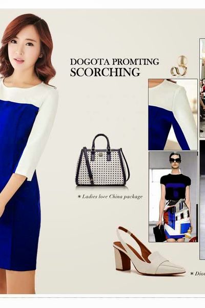 Đầm công sở phối màu - mc119 ms1204