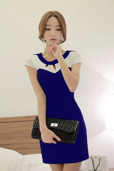 Đầm công sở cổ giọt nước - 1564