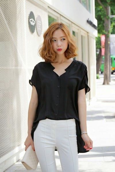 Áo phom rộng cổ chữ v - 0672