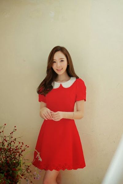 Đầm xòe cắt laze duyên dáng ms1177