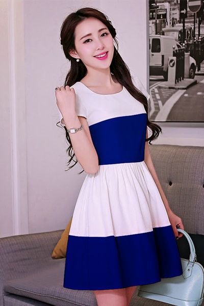 Đầm xoè phối màu diana - 0468