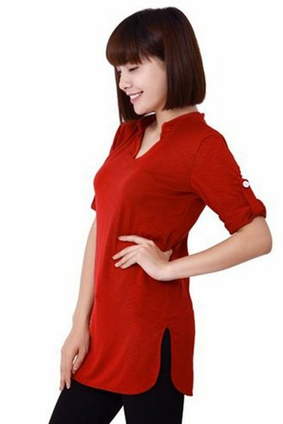 Áo thun phom dài cổ chữ v - mc75 ms1217