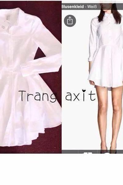 Đầm xòe sơmi tay dài trang axit