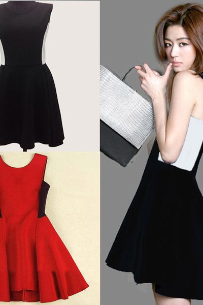 Đầm xòe phối màu cách điệu - 1537
