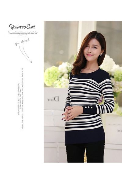 Áo len sọc ngang tay phối nút - gs175 - al1011