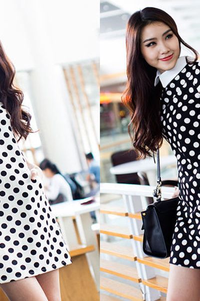 Đầm chấm bi tay lỡ
