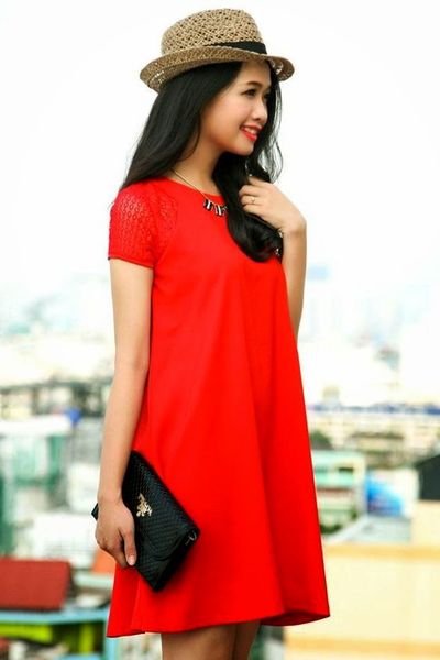 Đầm oversize tay ren - 1096