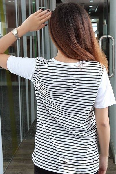 Áo thun sọc ngang cổ chữ v - 0634