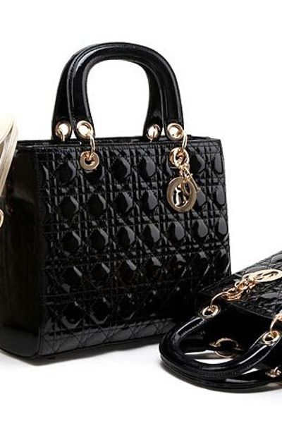Mstx 310 - túi xách da bóng đính logo dior kim loại