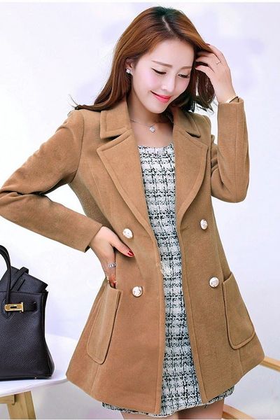 Áo khoác dạ phối túi -ak0232