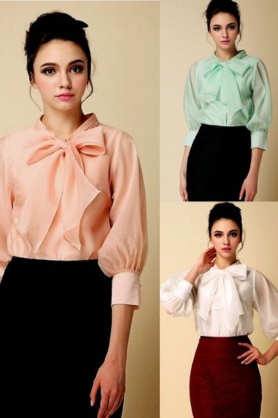 Áo voan chiffon thắt nơ - 0836