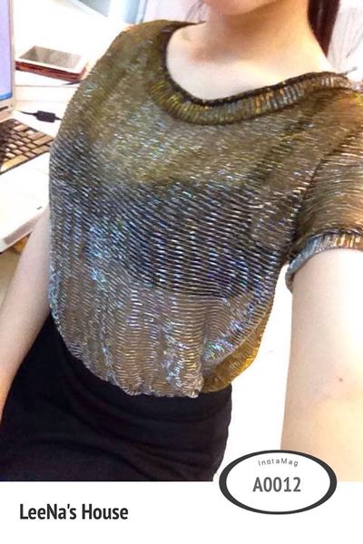 Xưởng chuyên sỉ - áo lưới nhũ hl 2 màu như hình nhũ vàng nhũ xanh hàng thái a0012