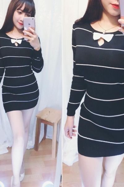 Váy body nơ cổ