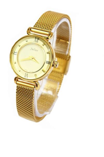 Đồng hồ julius nữ vành khuyên dây mịn ju964 màu vàng