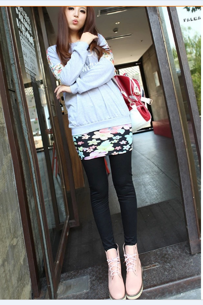 Chân váy hoa thun legging
