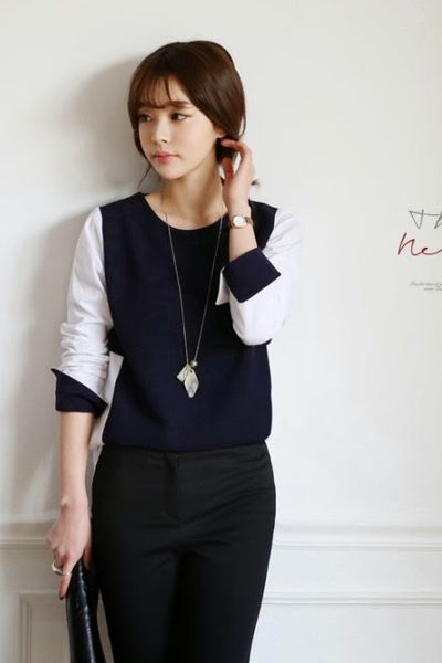 Áo phối màu trắng đen - 0832